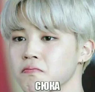 💬 СЮКА плакать, грустно, kpop, чимин, мем telegram sticker