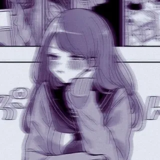 💓 动漫, 女孩, 漫画, 可爱, 悲伤, 紫色, 唯美 telegram sticker