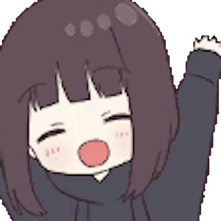 🥳 Anime, Kawaii, Carino, Cartone animato, Ragazza, Felice telegram sticker