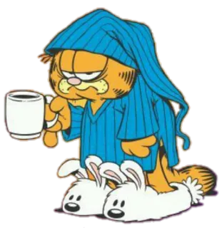 ☕ Garfield garfield, gato, desenho animado, sonolento, café, preguiçoso, gato laranja telegram sticker