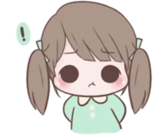 😠 garota anime, triste, fofo, desenho animado, kawaii, ponto de exclamação whatsapp sticker