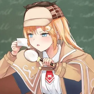 🕵️‍♀️ Amelia Watson anime, girl, detective, magnifying glass, amelia watson, vtuber, hololive whatsapp sticker