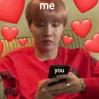 🍪 me you hearts, kpop, message, meme, love, affection, j-hope whatsapp sticker