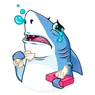 😭 акула, плач, грустно, слезы, салфетка telegram sticker