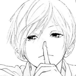🪁 อนิเมะ, มังงะ, เด็กผู้ชาย, ชู่ว, ความเงียบ, นิ้ว telegram sticker