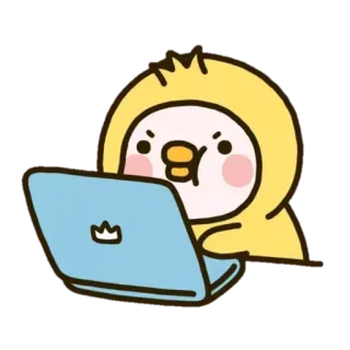 💻 漫画, ひよこ, 動物, ノートパソコン, かわいい telegram sticker
