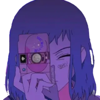 📸 OOPS! Mädchen, Kamera, Retro, Anime, Fotografie, Ästhetik telegram sticker