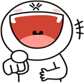 😆 การ์ตูน, โกรธ, ชี้, ตัวละคร, สีหน้า, อารมณ์ telegram sticker