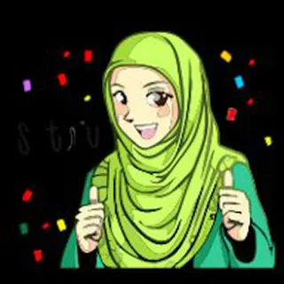 👍 stri Хиджаб, Женщина, Ислам, Конфетти, Аниме, Девушка whatsapp sticker
