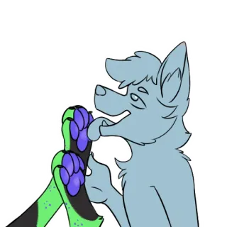 🦶 furry, anthropomorphic, paw, licking, grooming, canine, cute, sticker telegram sticker