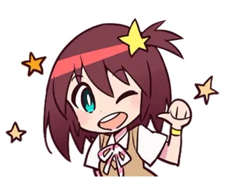 😉 anime, cute, stars, wink, kawaii whatsapp sticker