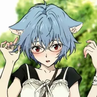 🌊 Rei Ayanami Neon Genesis Evangelion อนิเมะ, หูแมว, แว่นตา, เรย์ อายานามิ, อีวานเกเลียน telegram sticker