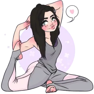 🤸‍♀ Yoga, Donna, Fitness, Esercizio, Cartone animato, Ragazza, Cuore telegram sticker