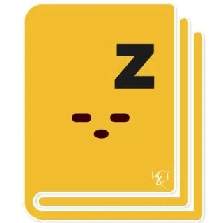 📔 Z letra Z, alfabeto, durmiendo, cara, libro, dibujos animados, símbolo telegram sticker