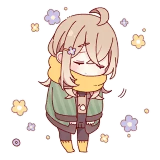😴 Anime, Lindo, Chibi, Kawaii, Personaje, Ilustración, Pegatina telegram sticker