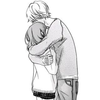 🤗 Anime, Mangá, Casal, Abraço, Amor, Romance, Ilustração telegram sticker