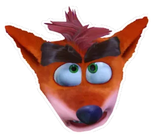 😠 Crash Bandicoot Crash Bandicoot, video game character, cartoon animal, bandicoot, orange fur, character head whatsapp sticker
