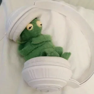 🐸 Kermit la rana, Peluche, Cuffie, Giocattolo, Verde, Carino, Muppets telegram sticker
