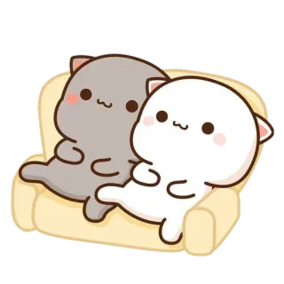 🥱 고양이, 소파, 귀여운, 카와이, 만화, 우정 telegram sticker