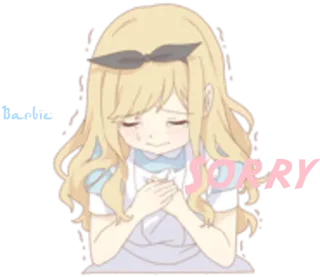 😔 Sorry xin lỗi, anime, dễ thương, cảm xúc, rất tiếc telegram sticker