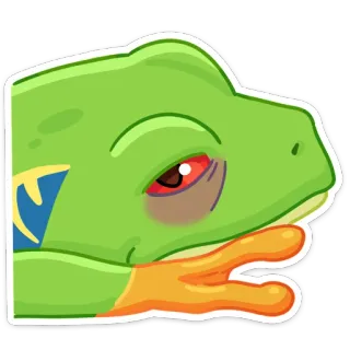 🙄 żaba, zwierzę, kreskówka, słodki, zielony, żaba drzewna czerwonooka, natura, płaz telegram sticker