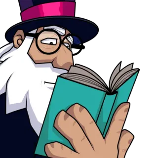 🧐 Lesen, Buch, Zauberer, Brille, Hut, Cartoon telegram sticker