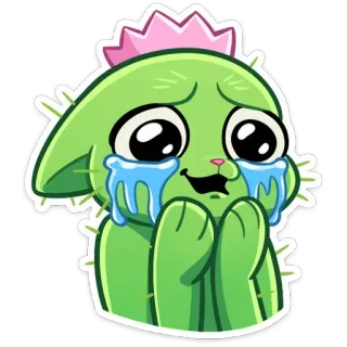 😭 cactus, pleurs, triste, dessin animé, kawaii, mignon telegram sticker