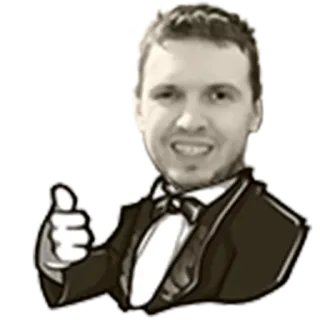 👍 homem, polegar para cima, smoking, gravata borboleta, positivo, retrato telegram sticker