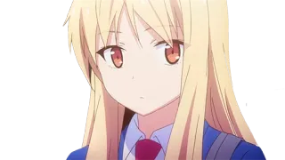 😶 anime, dziewczyna, blondynka, długie włosy, słodka telegram sticker