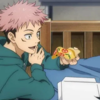 🍂 Yuji Itadori Jujutsu Kaisen Anime, Charakter, Jujutsu Kaisen, Yuji Itadori, Pizza whatsapp sticker