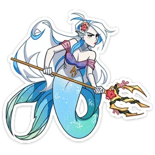😈 mermaid, fantasy, character, sea, mythical, creature, cartoon, sticker whatsapp sticker