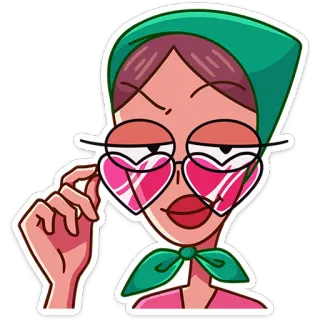 😎 женщина, очки, в форме сердца, платок, мода, стиль whatsapp sticker