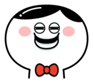 😁 мультфильм, персонаж, лицо, улыбка, галстук-бабочка, самодовольный, прищур telegram sticker