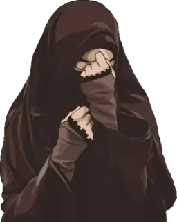 😕 mujer, burka, islam, musulmán, religión, dedo corazón whatsapp sticker