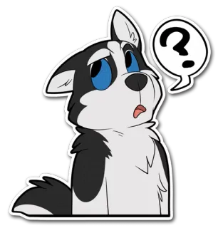 ❓ Hund, Husky, Cartoon, Frage, Verwirrt, Tier, Haustier telegram sticker