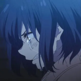 💔 anime, crying, sad, emotional, tears, blue hair telegram sticker