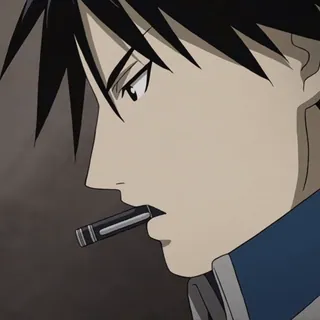 💙 Roy Mustang Fullmetal Alchemist Roy Mustang, Fullmetal Alchemist, anime, smoking, cigarette telegram sticker