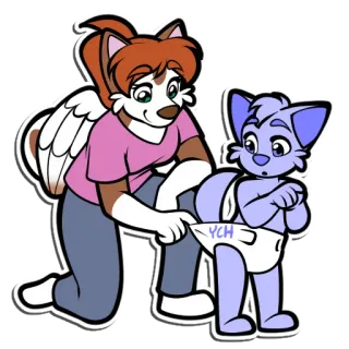 ✅ YCH Фурри, Мультик, Антропоморфный, Милый, Подгузник telegram sticker