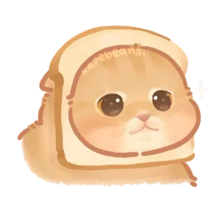 🐾 kapebeans. 猫, パン, かわいい, 可愛い, 動物, トースト, ステッカー telegram sticker