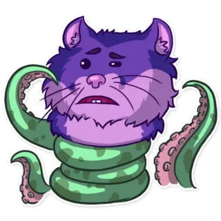 🦑 кот, осьминог, монстр, гибрид, животное, щупальца, существо telegram sticker
