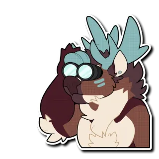 👀 animal, poilu, jumelles, cerf, bois telegram sticker
