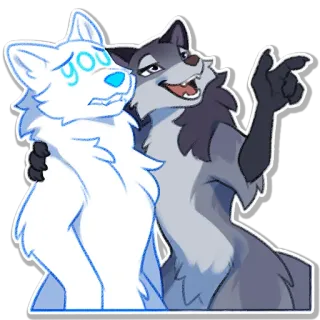 👆 you wolf, animals, cute, cartoon telegram sticker
