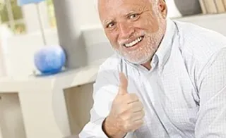 👍 Hide the Pain Harold meme, internet meme, stock photo, thumbs up, Harold telegram sticker
