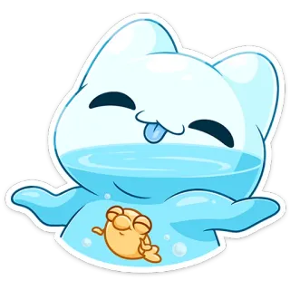 ⭐ cat, fish, cartoon, cute, kawaii, aquarium, pet, animal telegram sticker