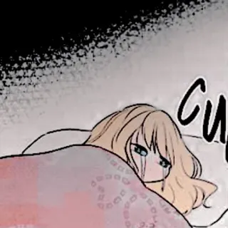 🍼 CU 哭, 悲伤, 动漫, 漫画, 床, 角色 whatsapp sticker