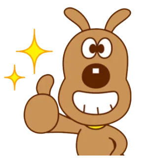 👍 anjing, kartun, binatang, imut, jempol telegram sticker