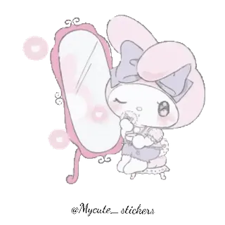 🐰 My Melody My Melody, Sanrio, kawaii, lindo, conejo, espejo, personaje telegram sticker
