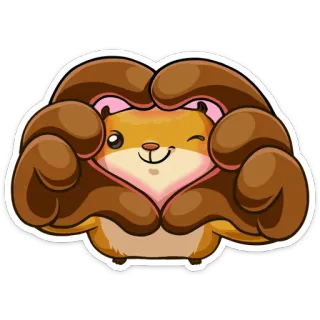 ❤ hamster, animal, fofo, kawaii, coração, amor, animal de estimação telegram sticker