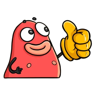 👍 Dessin animé, Personnage, Blob, Pouce levé, Positif, Amical telegram sticker