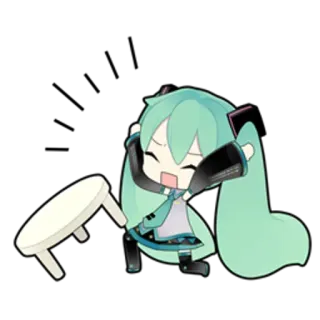 😠 Hatsune Miku Anime, Lindo, Chibi, Vocaloid, Música telegram sticker